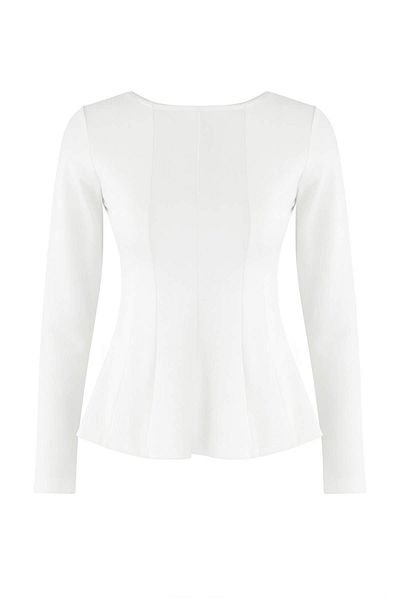 Trendyol Collection Ecru Boat Neck Peplum/Waist Sitting Regular Size Knitted Blouse Twoaw26Bz00166