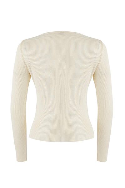 Trendyol Collection Wardrobe Essentials Ecru Interwoven Knitwear Blouse-Sweater |   Twoaw26Kz000222