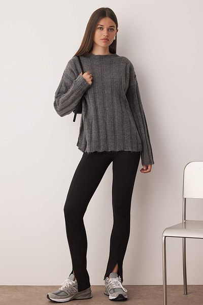 Trendyol Collection Anthracite Soft Textured Wide Fit Knitwear Sweater Twoaw26Kz00177