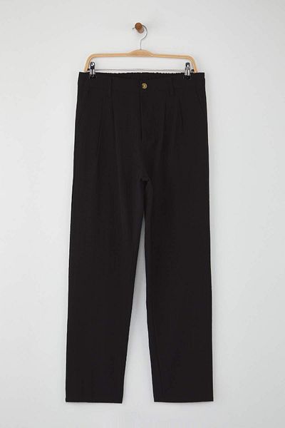 Trendyol Collection Black Pleated Comfortable Linen Look Cotton Pants Tmnaw26Pl00003