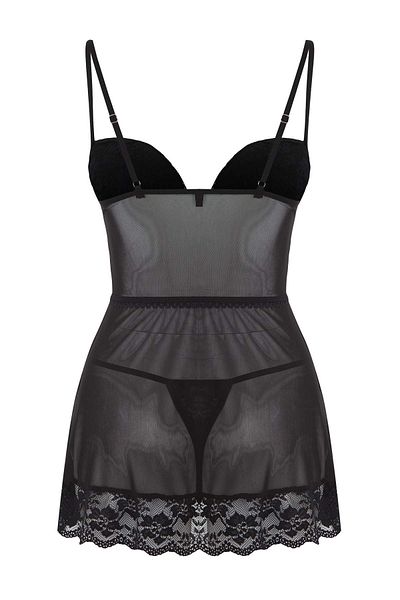 Trendyol Collection Black Tulle Stripe Straight Fixed Cap Babydoll Thmaw26Cy00002