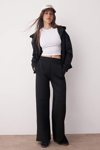Trendyol Collection Black Diver/Scuba Fabric Knitted Sports Sweatpants Thmaw26Ea00000