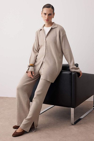 Trendyol Modest Stone Slit Detailed Cardigan-Pants Knitwear Suit Tctaw23Us00028