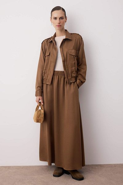 Trendyol Modest Khaki Oversize Pocket Detailed Woven Bottom - Top Set Tctaw26Us00035