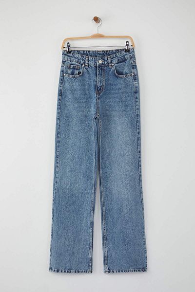 Trendyol Collection Blue High Waist Wide Leg Wide Leg Jeans Twoaw26Je00083
