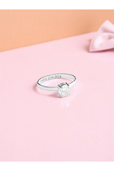 LITTLELUXE 925 Ayar Gümüş Bebek Tektaş Yüzük, Bebeğe Tektaş, Bebek Tek Taş Yü...