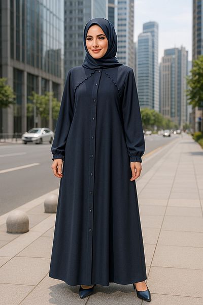 Neva Style حجاب Ferace باللون الأزرق الداكن مع أزرار 45275L