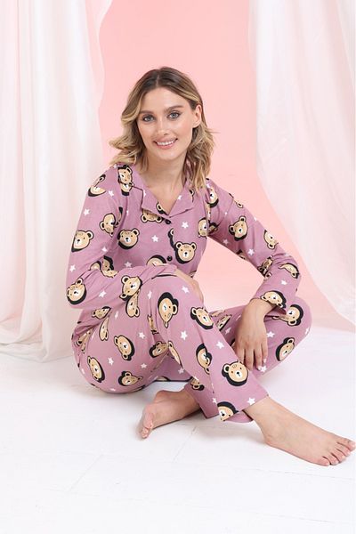 MEBA Women's Winter Suede Velvet Pajamas Set with Front Buttons