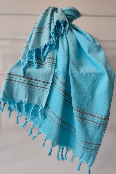 Sevim Striped Turquoise 100% Cotton Towel Peshtemal - 90X170 cm - Quality and Soft