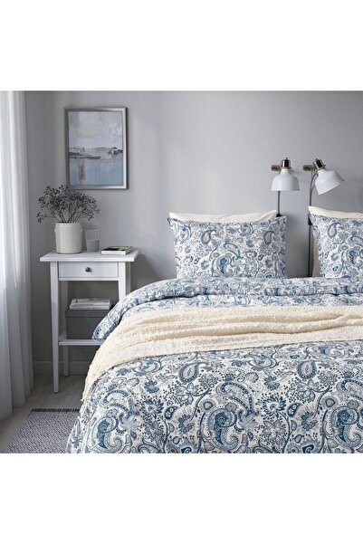 IKEA RODGERSIA
çift kişilik nevresim seti, mavi-beyaz, 240x220/50x60 cm