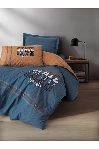 Cotton Box Mood Embroidered - Ranforce Single Duvet Cover Set State Cinnamon