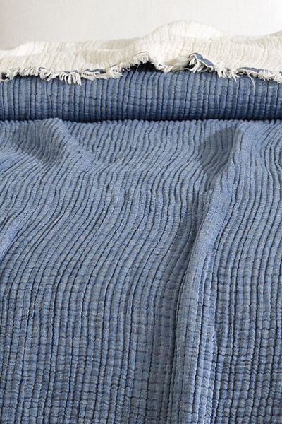 VAROL Single 5 Layer 100% Cotton Muslin Bedspread - Dark Blue