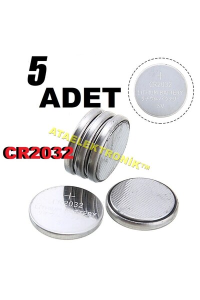ATAELEKTRONİK 1 Kart 5 Adet Cr2025 Lithıum Para Pil 3v Cr 2025 Düğme Para Pil...