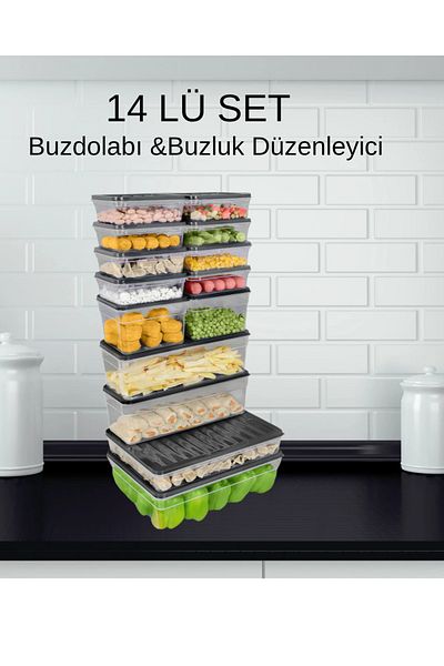 VZN Refrigerator Organizer Set Organizer Storage Container Freezer Organizer