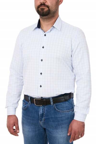 Centini Men's slim fit checked shirt, Reyno, white Shirt size: S