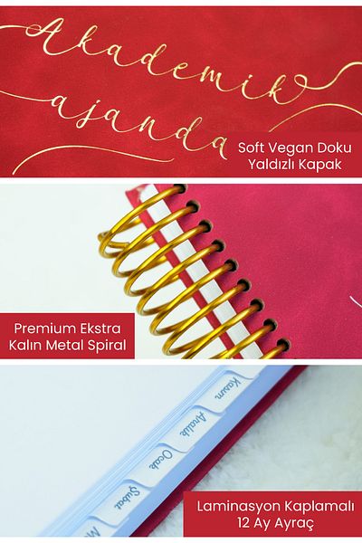 Victoria's Journals Vegan Leather Spiral Academic Agenda-2025–2026 |   17X23 Cm. |   With Bookmark |   Premium Hard Cover |   Power Red