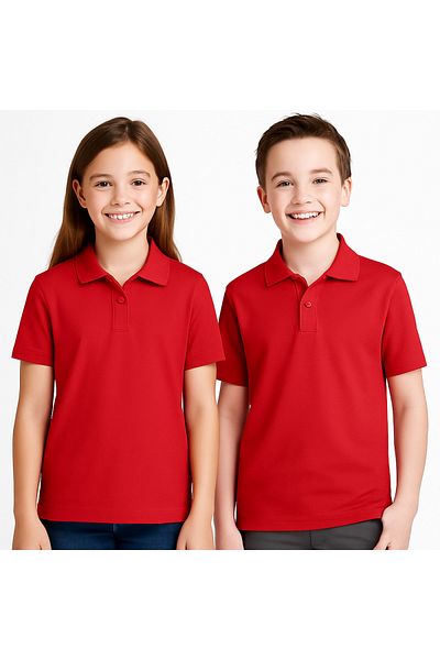 chulfa Children's School T-Shirt 2 Buttons Polo Collar Unisex