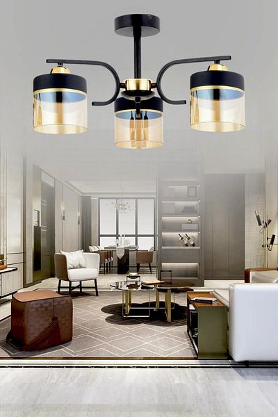 ESSLİGHT Fırat 3-Piece Plafonier Chandelier Living Room Kitchen Bedroom Young Room Office
