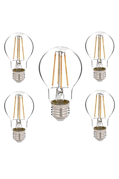 ORBUS Şeffaf E27 4.8w Duy A60 Sarı Işık Rustik Led Ampul 5li