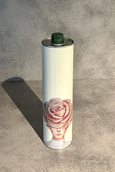 Sarkap Home Dekoratif 750 ml Kapaklı Silindir Boş Metal Zeytinyağı Tenekesi Pembegül