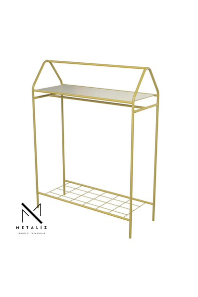 Genel Markalar Gold Elbise Askılığı Raflı New Design Konfeksiyon Askısı Ayaklı Askılık Elbise Askısı