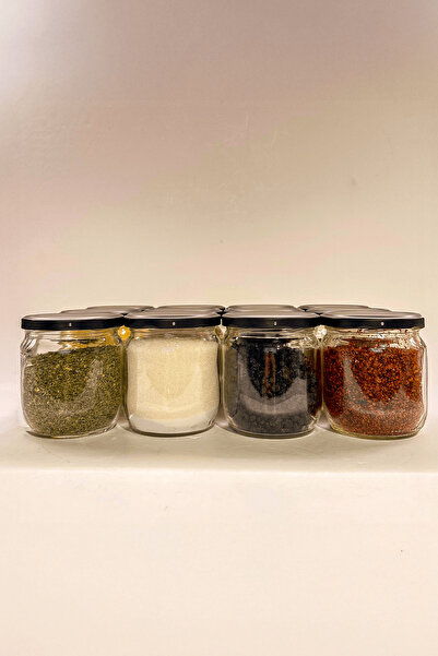 Sarkap Home 12'li 425 ml Mat Siyah Kapaklı Shrinkli Baharatlık Kavanoz