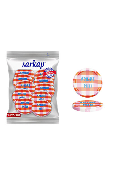 Sarkap Hijyenik Paketli 10 Adet Kavanoz Kapağı Dolce Vita Desenler 82 mm - Am...
