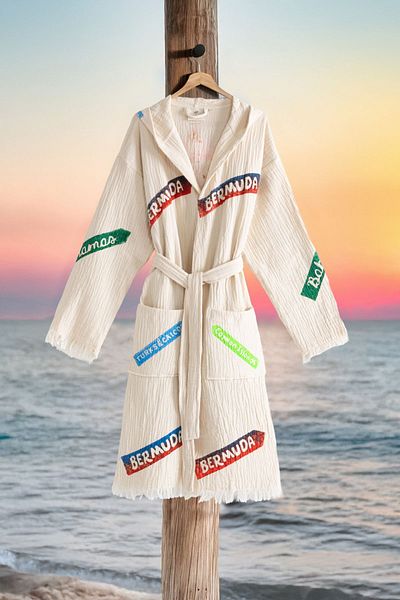 VAROL Organic 100% Cotton Hooded Robe Beach Dress - Nomada - L/Xl