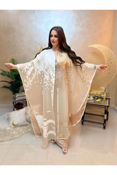 fiore fashion Team Kaftan Abaya Ferace Abaya Bisht Thin Fabric Suitable for Size 38-46 Plus Size 145 cm