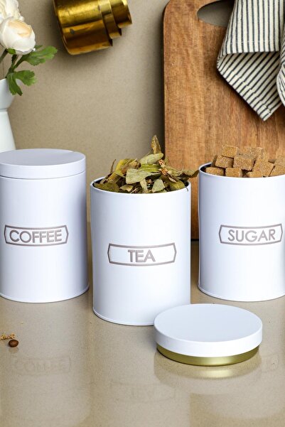 Sarkap Metal Vakumlu Kapaklı 3'lü Saklama Kabı - Soft Touch Beyaz - Küçük Boy