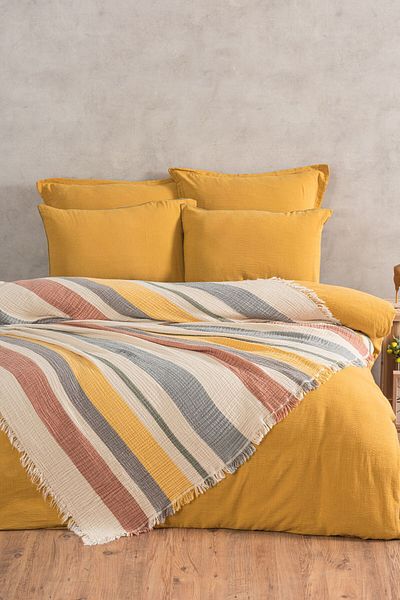 VAROL 4 Layer 100% Cotton Muslin Pique & Bedspread – 230X250 cm