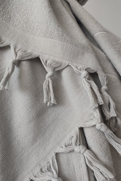 Sevim Πετσέτα Peshtemal 100% βαμβακερή 90x170cm - Πετσέτα παραλίας & πισίνας - Ανοιχτό γκρι