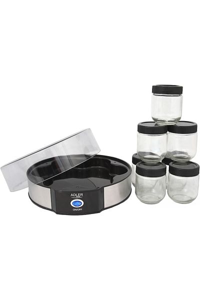 adler Yogurt Maker, 7 Compartments for Jars, Black/Silver