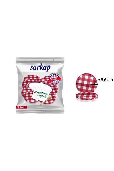 Sarkap Hijyenik Paketli 10 Adet Kavanoz Kapağı - Ekose Koyu Kırmızı - 66mm