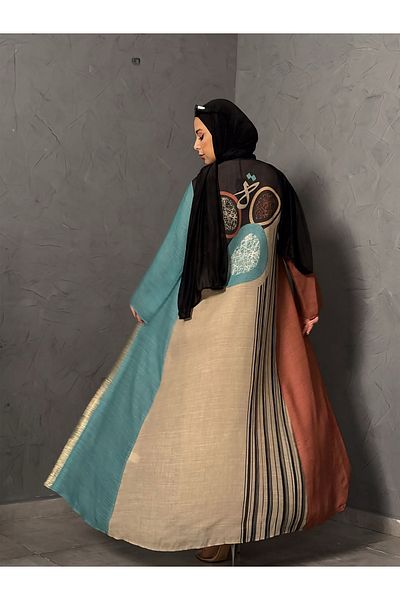 fiore fashion Colored Abaya Linen Kaftan Abaya Ferace Linen Abaya Bisht Suitable for Size 38-42 150 cm