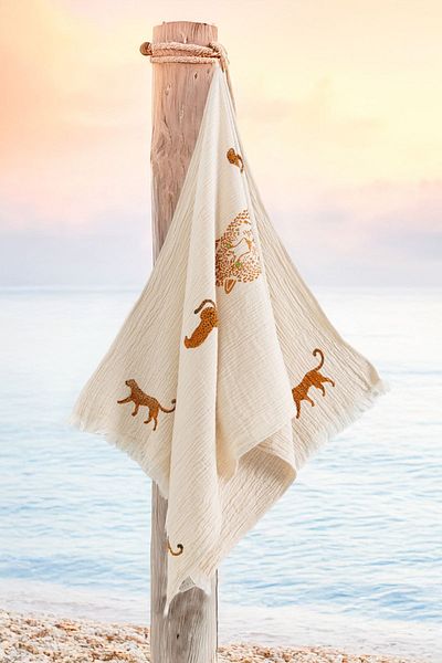 VAROL Organic 100% Muslin Cotton Peshtemal - Leopard