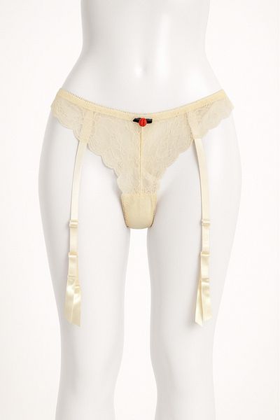 Lemila Garter belt with thong panties, Ivory