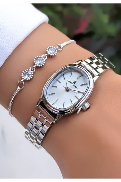 Daniel Klein Original Invoiced 2 Years Warranty 3Atm Waterproof Silver Color Women's Wristwatch with Bracelet Gift