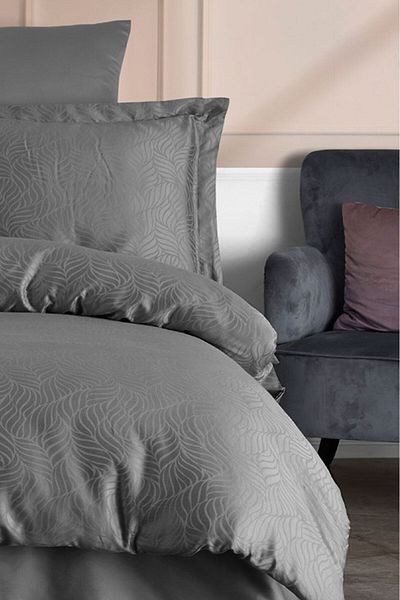 VAROL Liyosel Jacquard Duvet Cover Set Single - Lienzo Anthracite