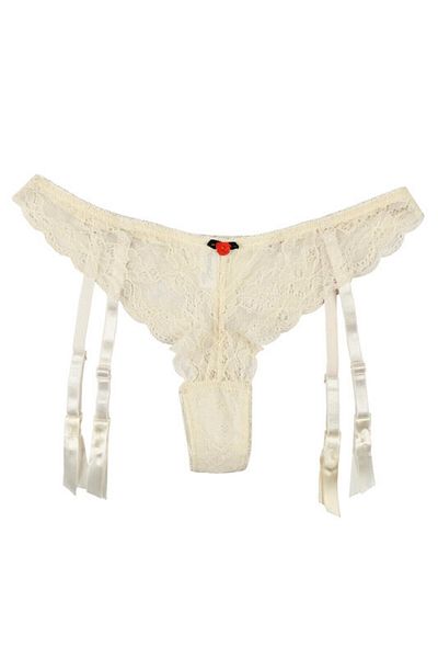 Lemila Garter belt with thong panties, Ivory