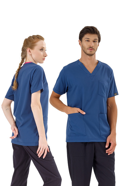 ÇİZGİ MEDİKAL Μπλε βενζίνης Silva Luxury Lycra Doctor Nurse Μονό Κορυφαίο Τζέρσεϊ (Υψηλής Ποιότητας Πολυτελές Ύφασμα Lycra)