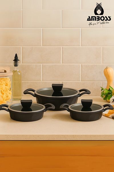 Amboss Vento 6 Piece Fireproof Non-Stick Titanium Coated Pan Set 18-20-22 cm