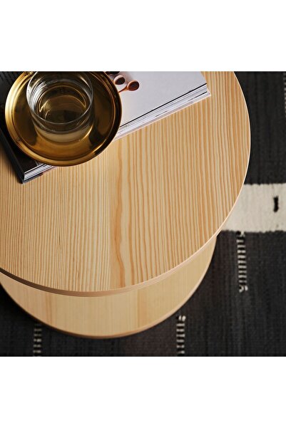 IKEA yan sehpa, çam kaplama-siyah