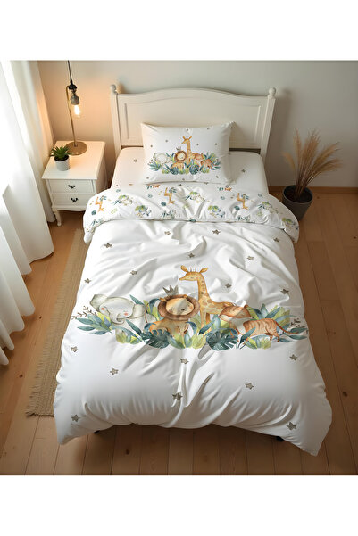 Evmila Çift Taraflı Safari Desenli Çarşafsız Takım -baskılı Tek Kişilik Nevre...