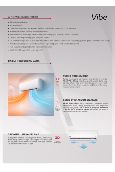 Airfel Klima Wifi Özellikli - LRXQ35A-LTXQ35A 12.000 BTU - A+ + -