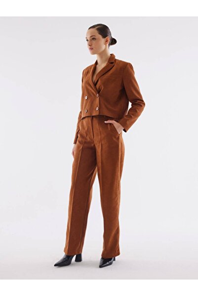 MARKAPIA WOMAN Шкіряні штани Camel з широкими штанинами