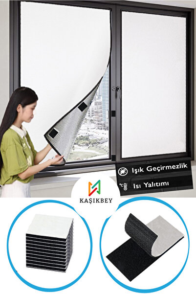 KAŞIKBEY Sunvisor Metallized Sunshade Plain Silver Grey Light Heat Proof Sunshade Curtain Blackout Sun Curtain