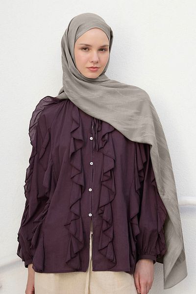 Qef Cotton Line Shawl Sand Beige