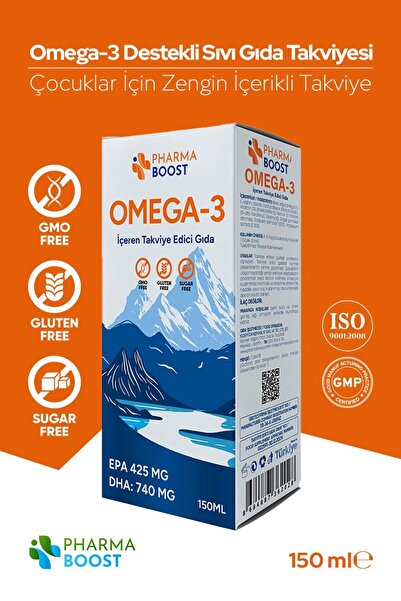 PHARMA BOOST PharmaBoost Çocuklar İçin Omega 3 Şurup 150 ml – 1400 mg Omega 3...