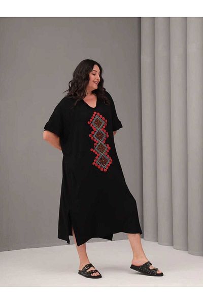 Esina Viscose Oversize Dress Embroidered